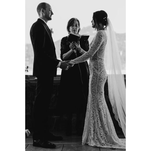 Grace Loves Lace Olive Wedding Gown, Small, Cutout, Long Sleeve, Fitted - Picture 5 of 10